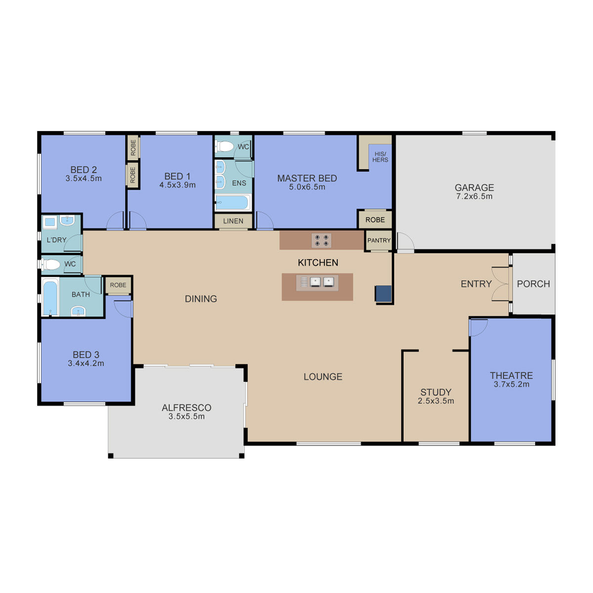 Full-color floor plan rendering sample 1
