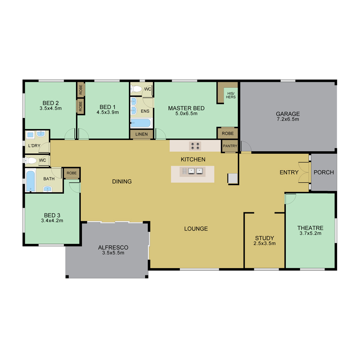 Full-color floor plan rendering sample 2