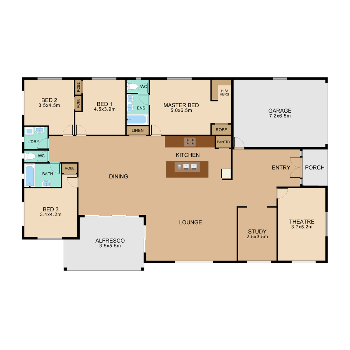 Full-color floor plan rendering sample 3