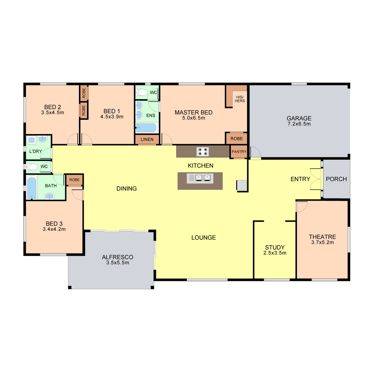 Full-color floor plan rendering sample 4