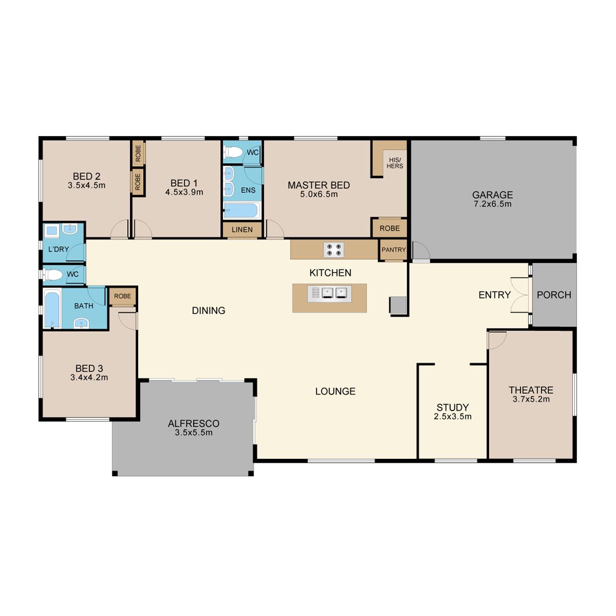 Full-color floor plan rendering sample 5
