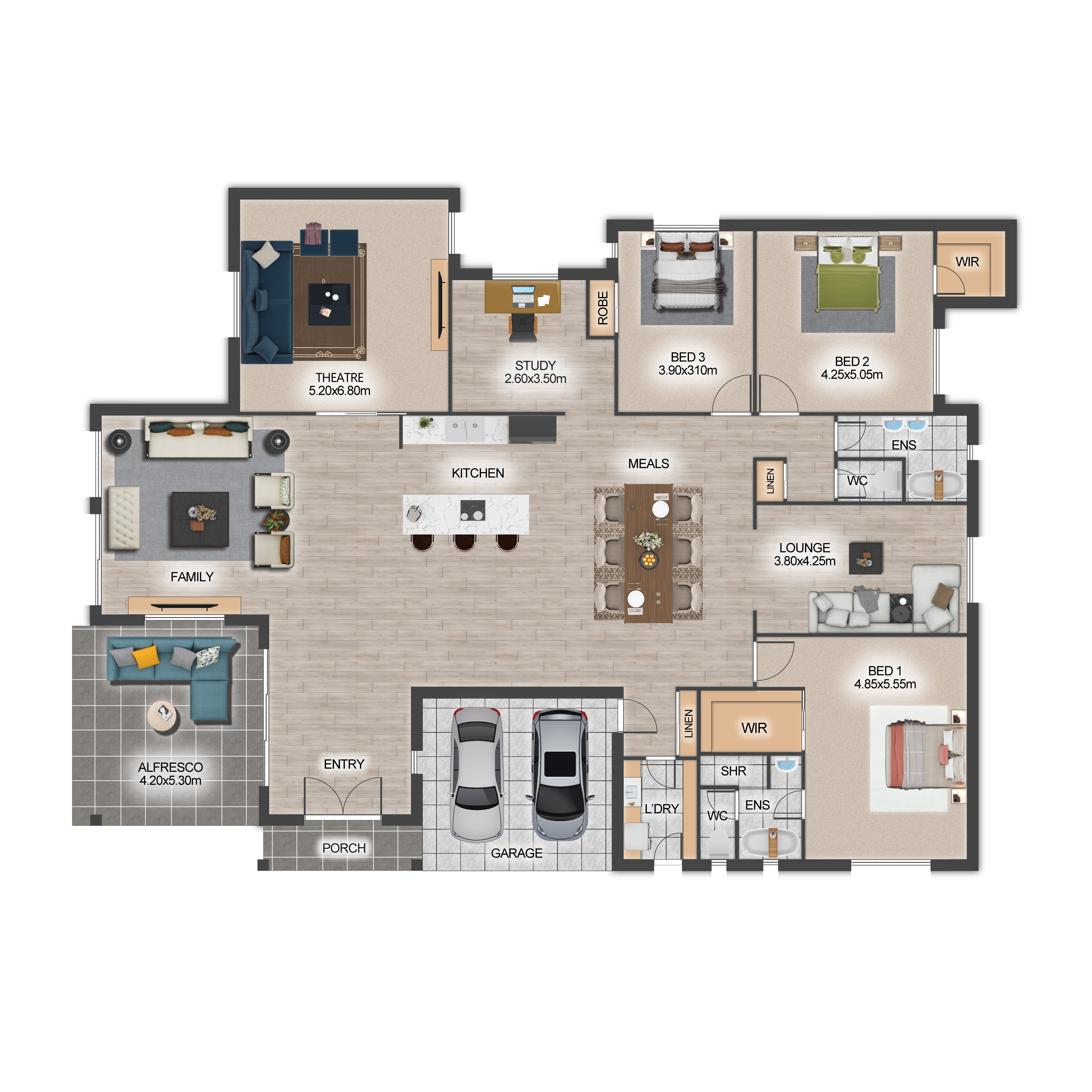 Textured floor plan with furniture sample 3
