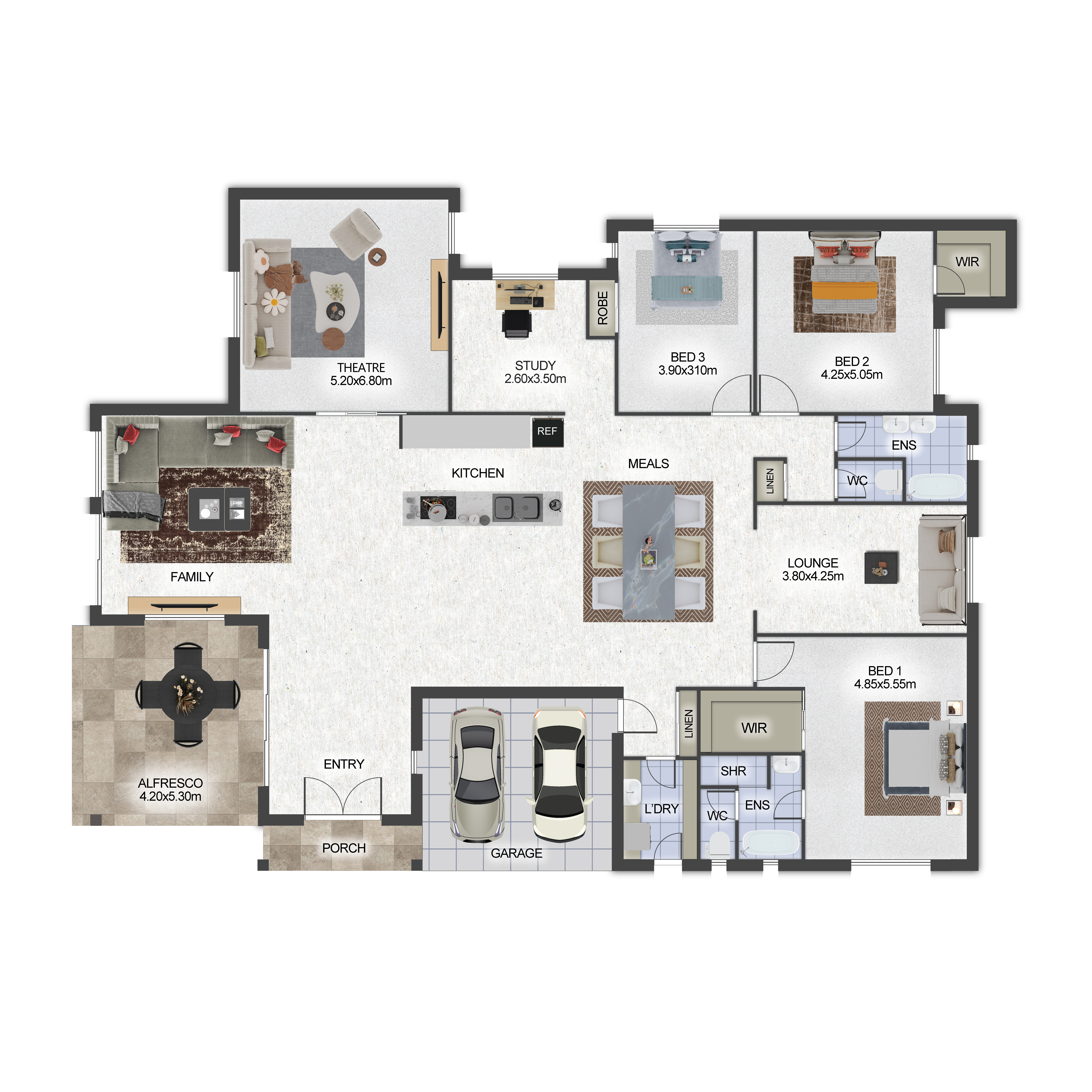 Textured floor plan with furniture sample 4