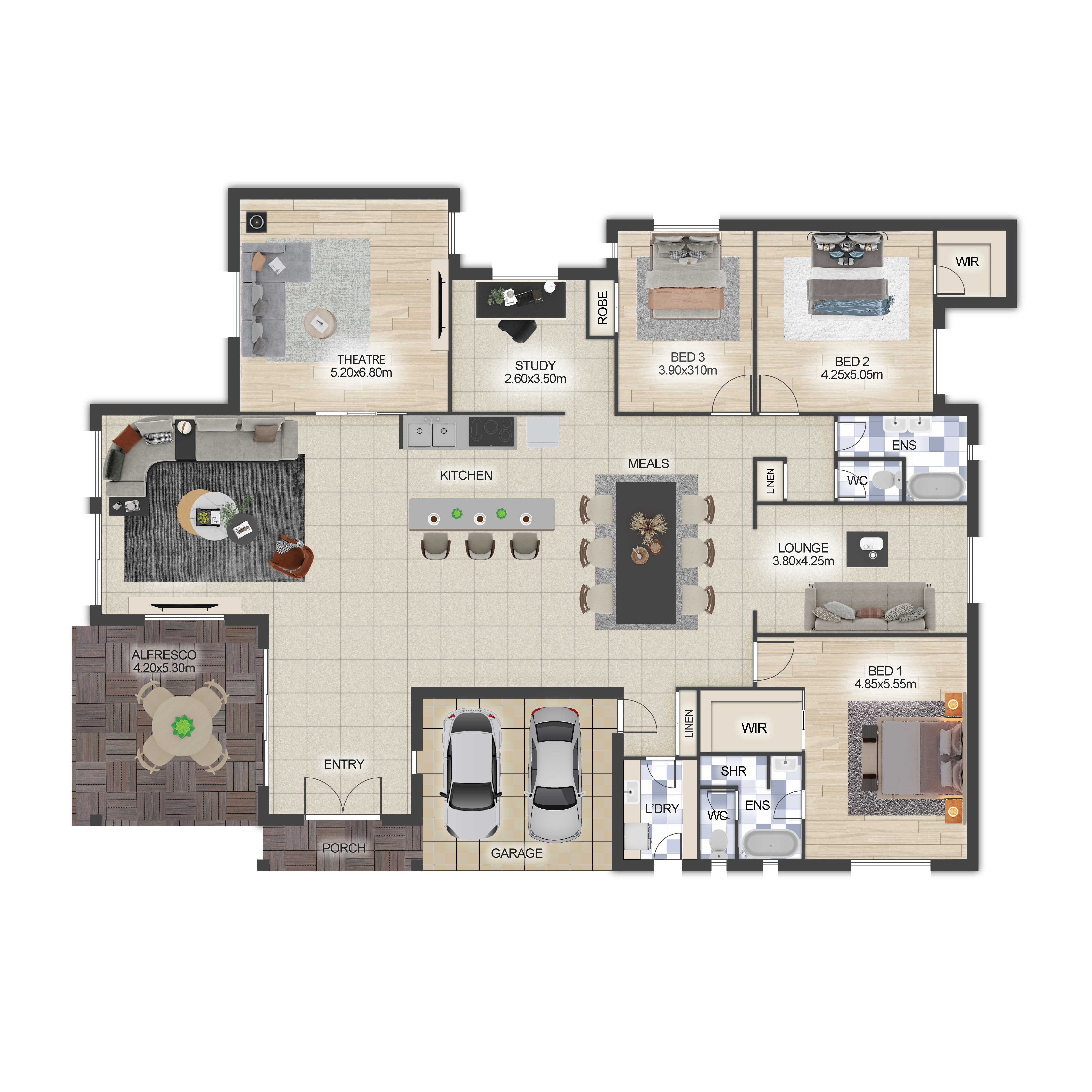 Textured floor plan with furniture sample 5
